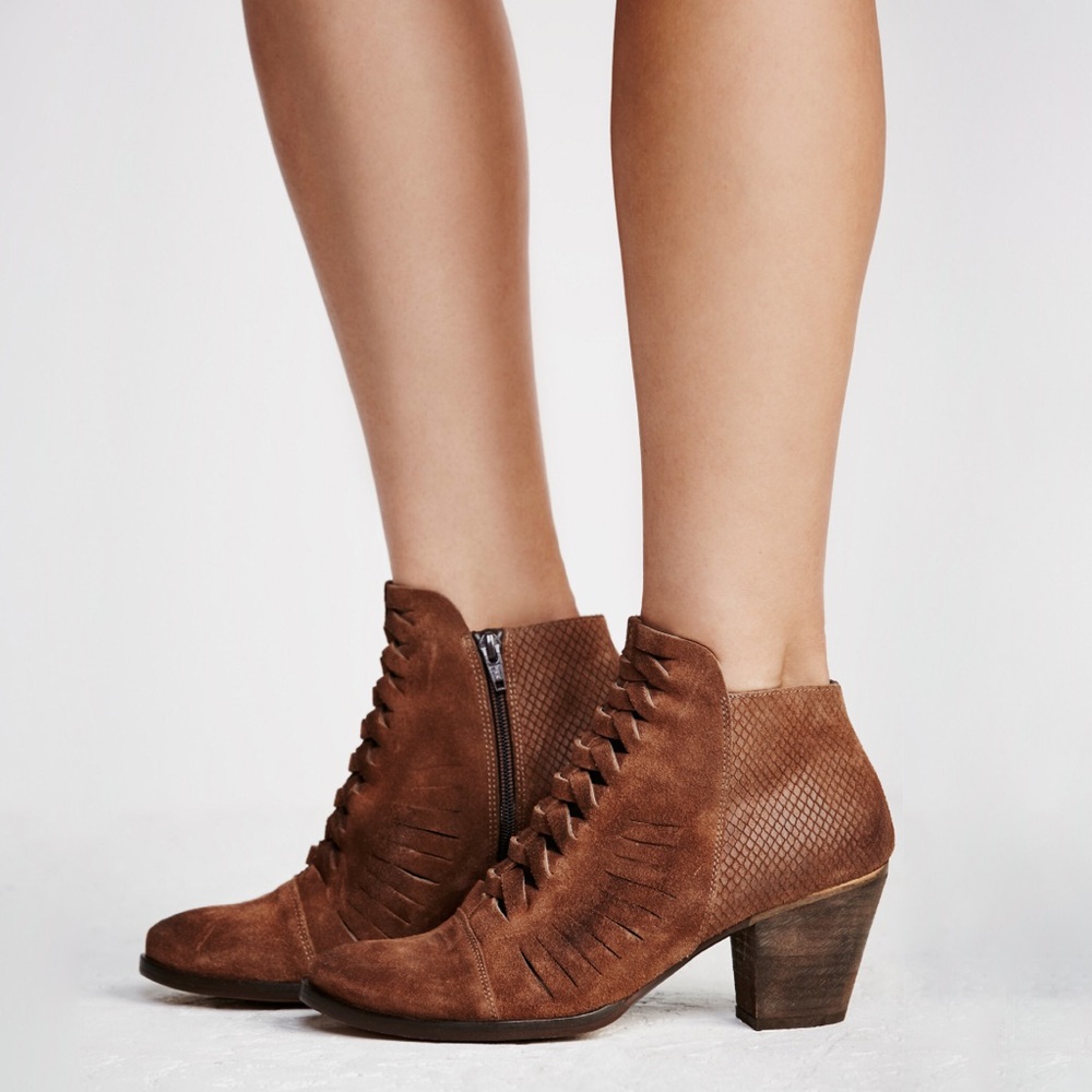 Free People Brown Loveland Suede Ankle Boots